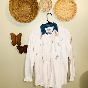 Embroidered button down shirt